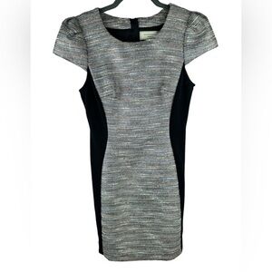 Moulinette Soeurs Anthropologie Grisailles black tweed Hourglass Sheath Dress 2P